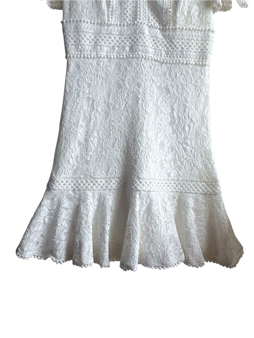 Eliza J Ivory Flounce Lace Dress Size 10 - Picture 4 of 16